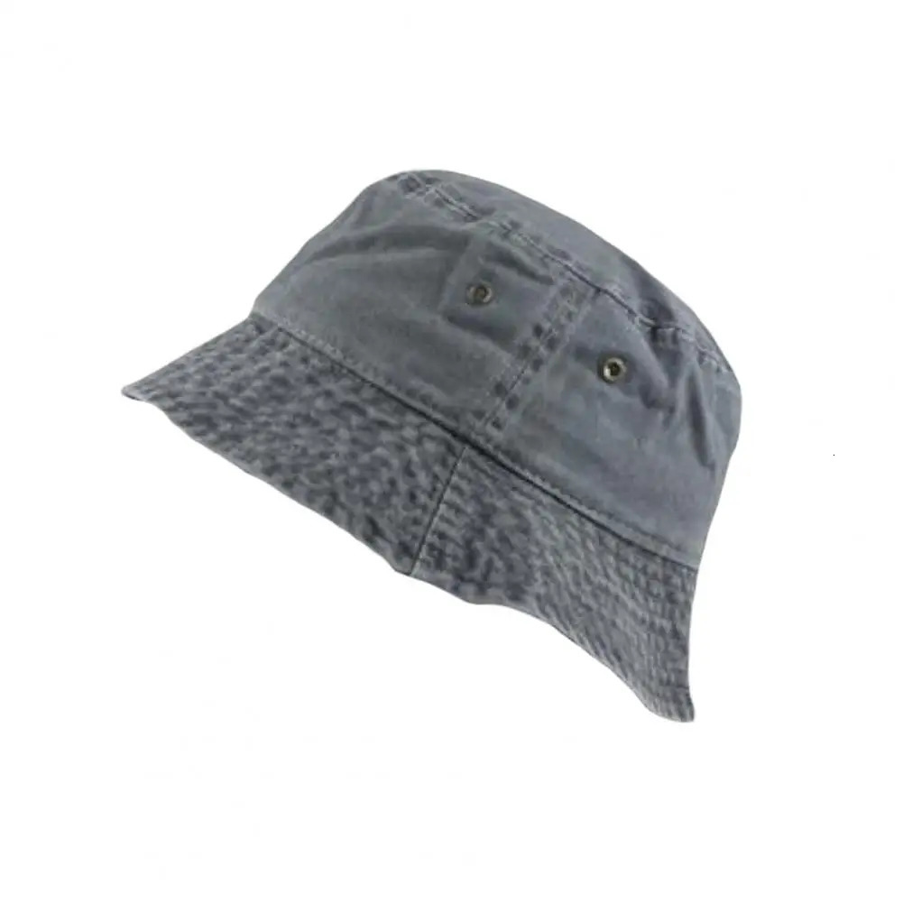 Bucket Cap Vintage Foldable Washed Denim Men Women Hip Hop Fisherman Hat Fishing for Outdoor 250304