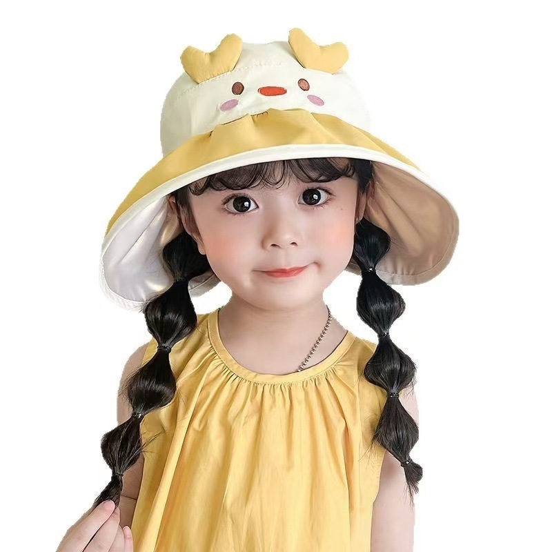 2025 new summer girls' fisherman UV protection sun hat, baby big brim baseball cap