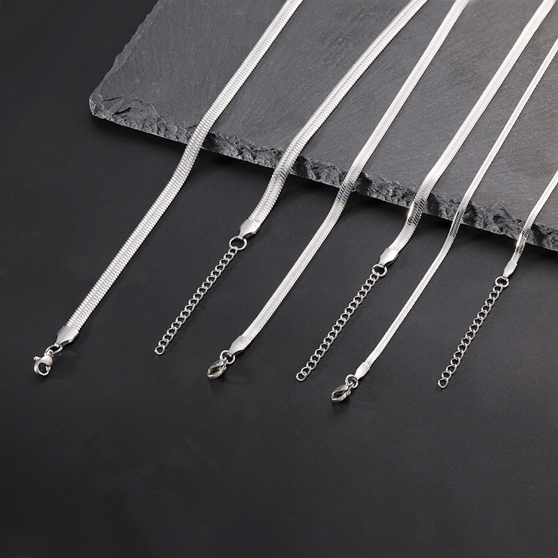 316L Stainless Steel Snake Chain Necklace for Men Women Unique Design Flat Necklace Titanium Steel Link Chain Necklace Fashion Punk Choker Necklaces J