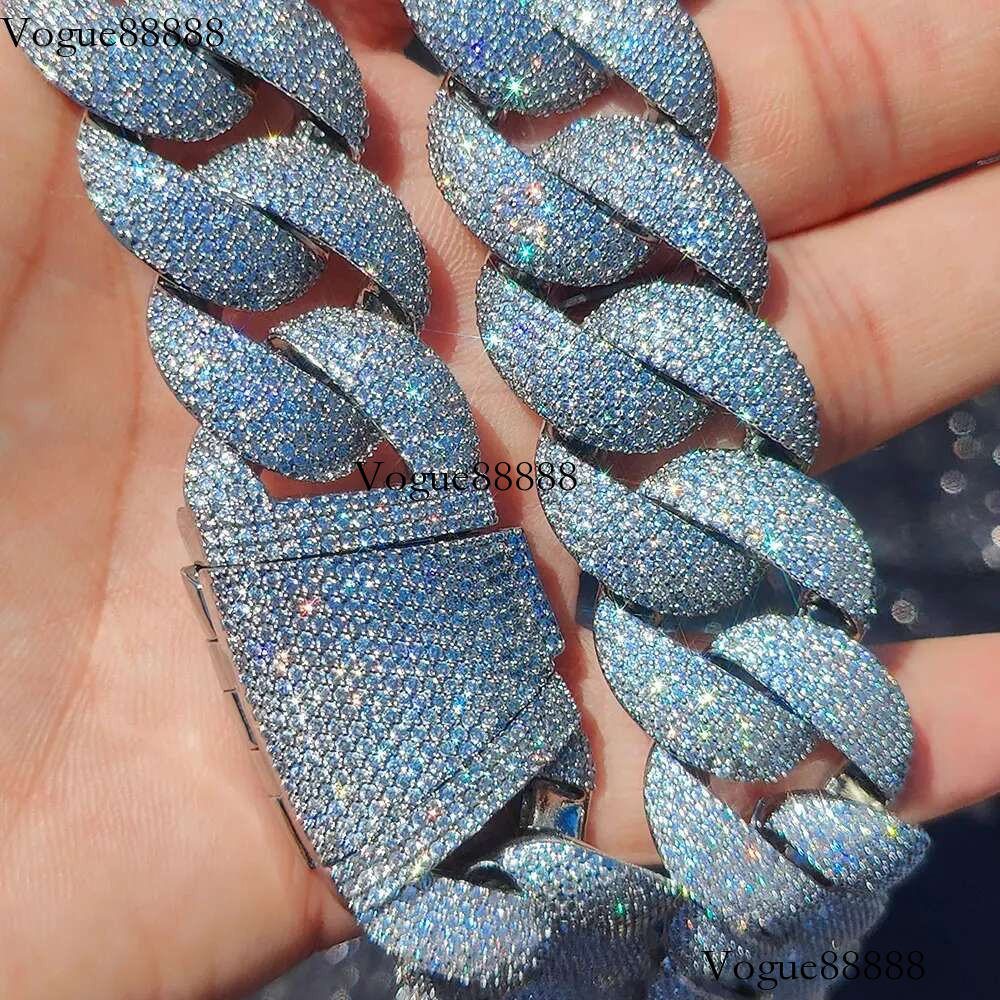 Jewelry 22mm Dia Chain Men Iced Out Bg CZ Sier/Gold Plated Rapper Hip Hop Thick Cuban k Necklace Gift for Him