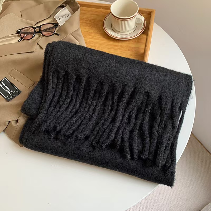 K115 Internet celebrity tassel mohair soft scarf female autumn and winter Korean version ins lengthened thick warm imitation cashmere neck scarf