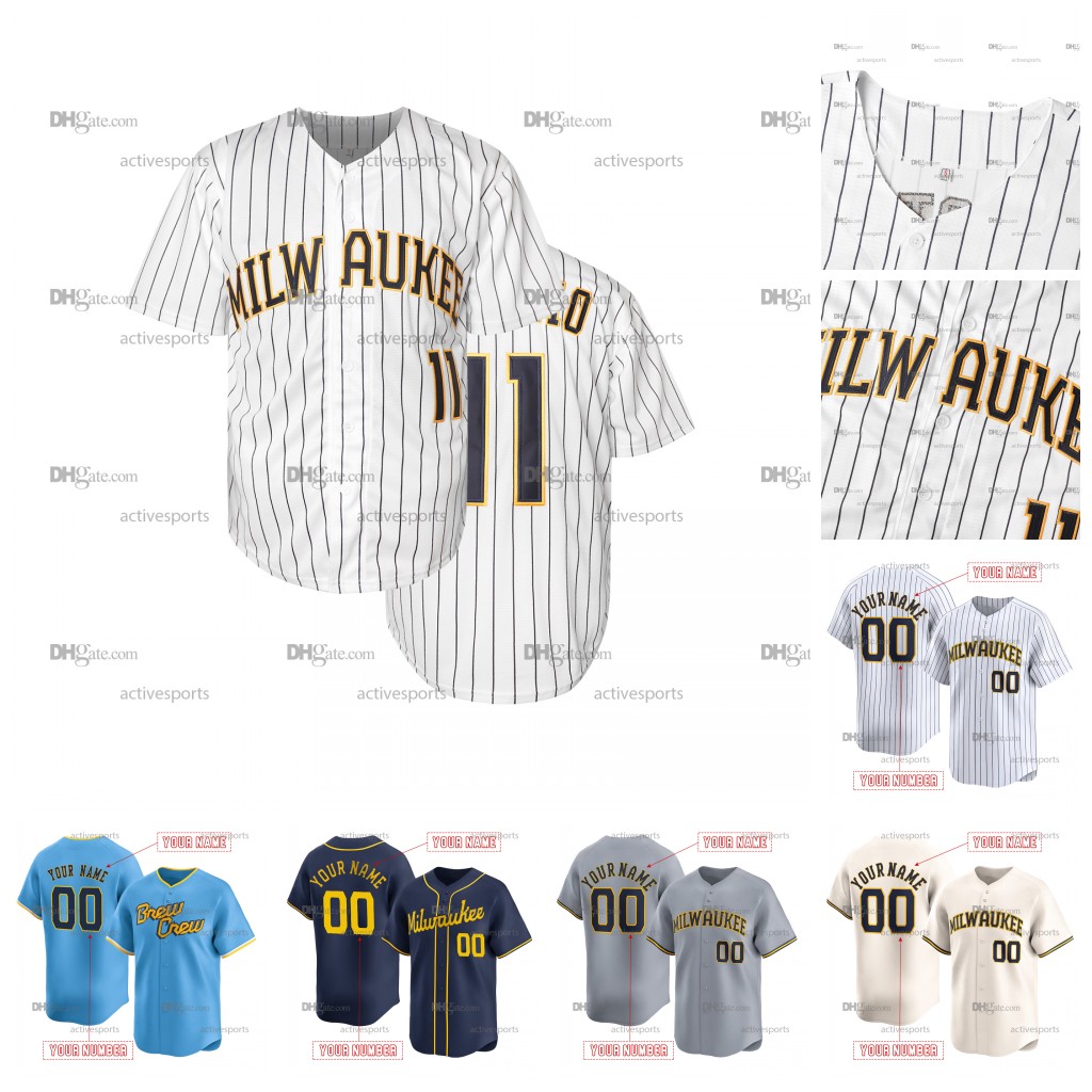 Custom 11 Chourio 22 Yelich Baseball Jersey Contreras Woodruff Hoskins Turang Stitched Number Name Mens Womens Youth