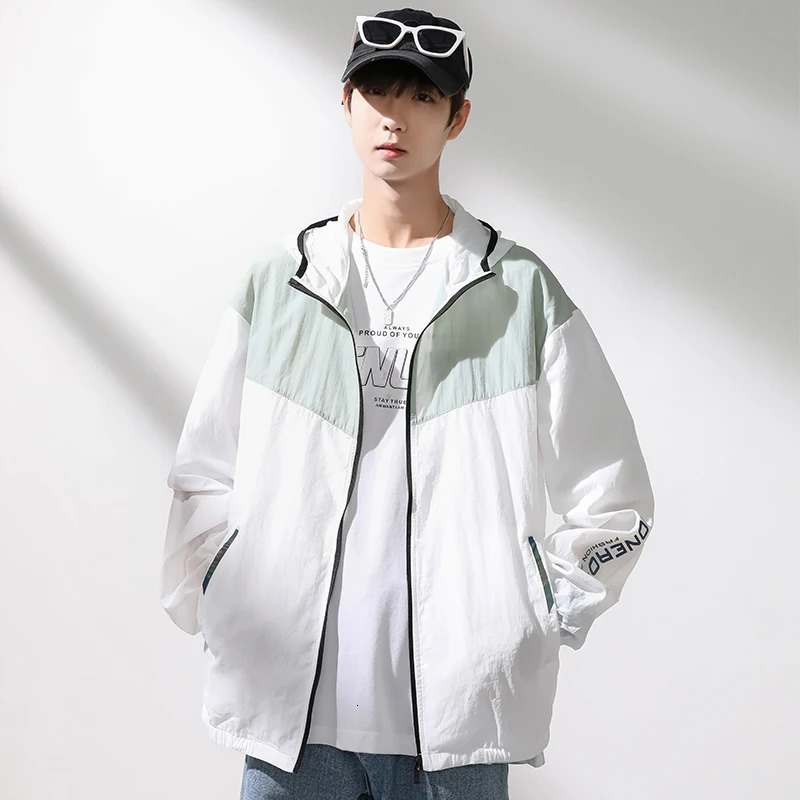 Mens highquality ice silk sunscreen set ultrathin breathable fast drying outdoor sports UV protection casual jacket 250313