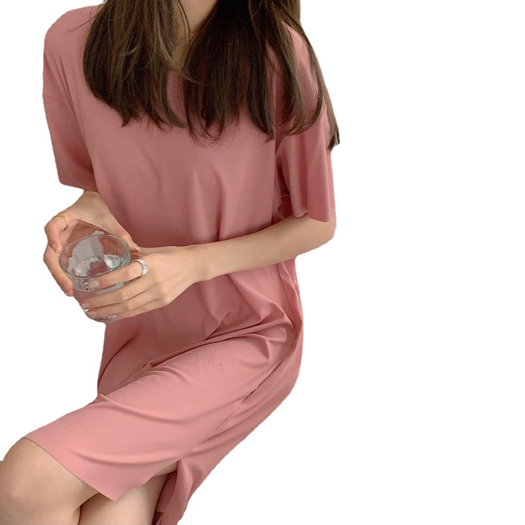G170 Summer Cool Home A-line Skirt Loose and Comfortable Ice Silk Small T-shirt Dress