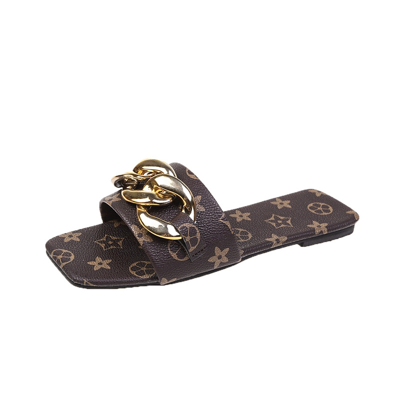 Slippers Female metal chain decorative home sandals summer fashion women slipper 35-40 trendy