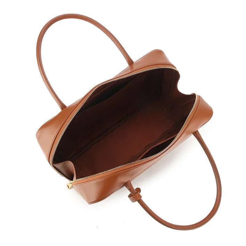Women's Bags Genuine Leather Women's Briefcase Niche Large Capacity Retro Handbag Crossbody Temperament Brown Shoulder Bag