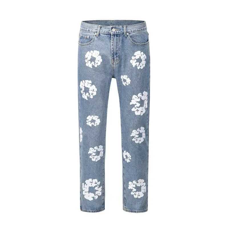 2021 Vibe Style Chic Cotton Print West Retro Mens Pencil Jeans Retro Washed Hip Hop Womens Ultra Thin Kpop Denim Trouser X2503131