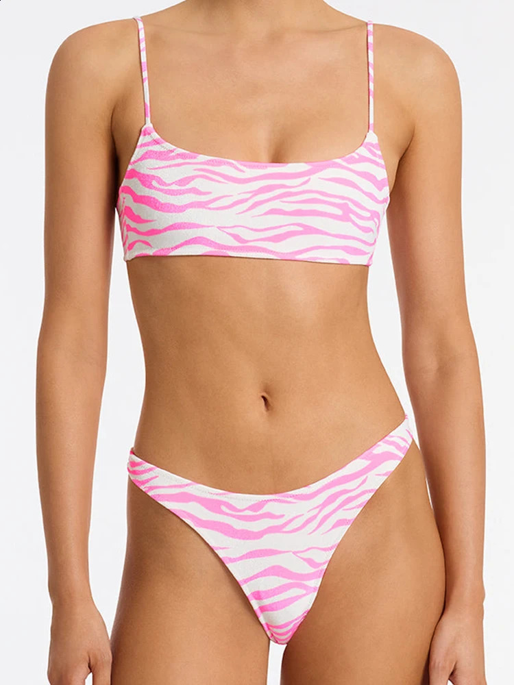 String Swimsuit Printed Bikini Set Low Waist Womens 2Piece Sexy Biquini Inkless Beach Wear Summer 250313