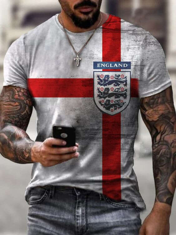 Summer digital European and American men's 3D printed round neck short sleeved T-shirt 2025 new casual versatile fashion clothing