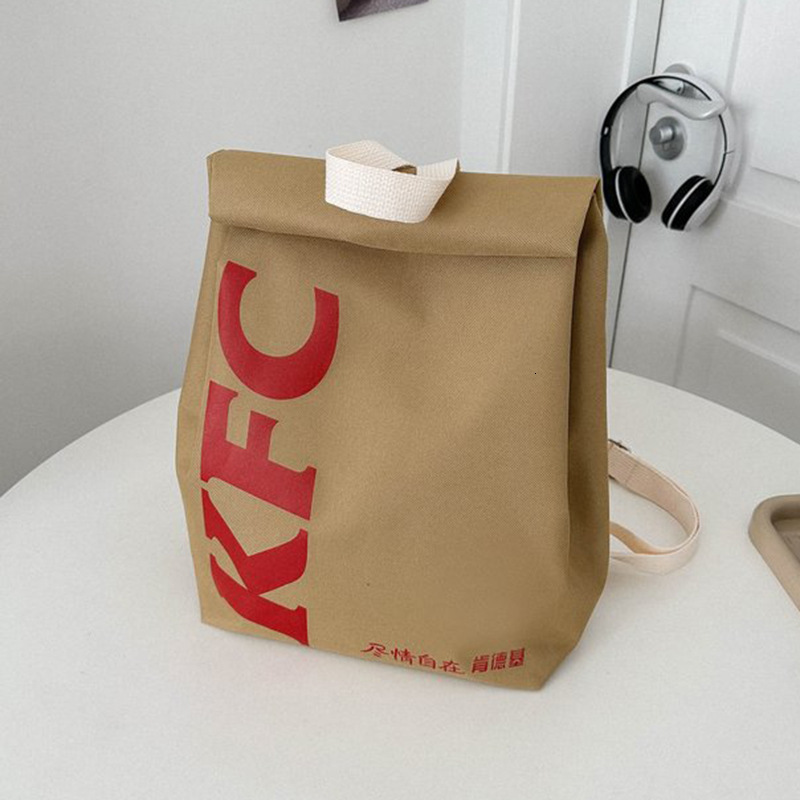 Mcdonald s Backpack 2025 New Letter Printed Paper Backpack Fashion Designer Personalized Backpack Trend Outdoor Leisure Storage Bag