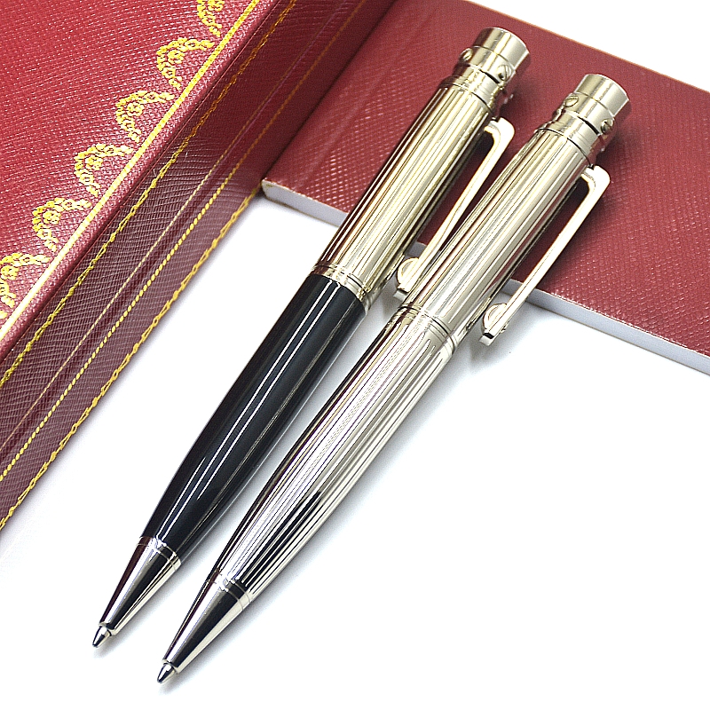 Luxury Santos Series CT Metal Ballpoint Pen Black Silver & Golden Streak Office School Stationery Writing Smooth Ball Pens