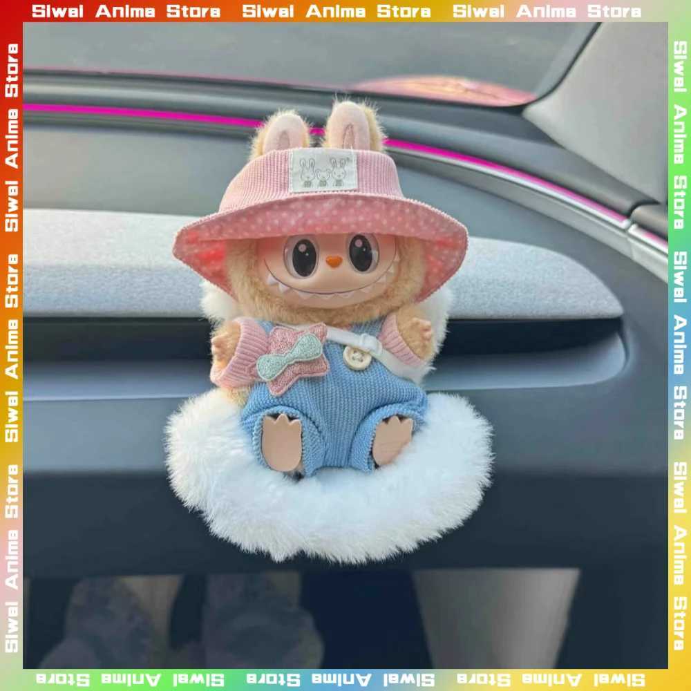 Labubu Doll Safety Seat Kawaii Labubu Doll Accessories Seat Ornament Cute Car Air Outlet Decoration Plush Chair Birthday GiftT250313