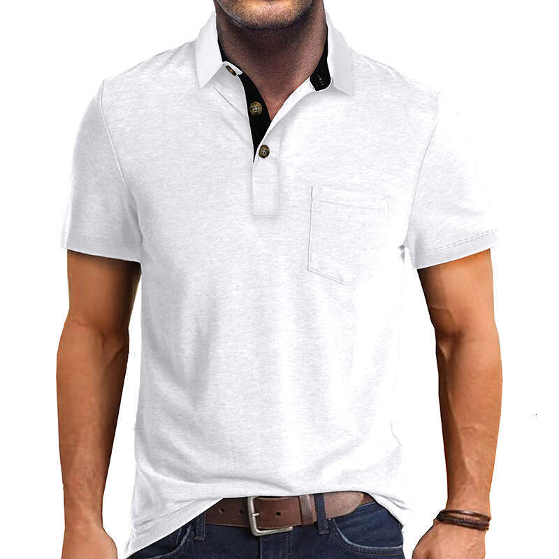 summer European and American short sleeved lapel T-shirt men's shirt top polo wholesale new casual versatile fashion clothing