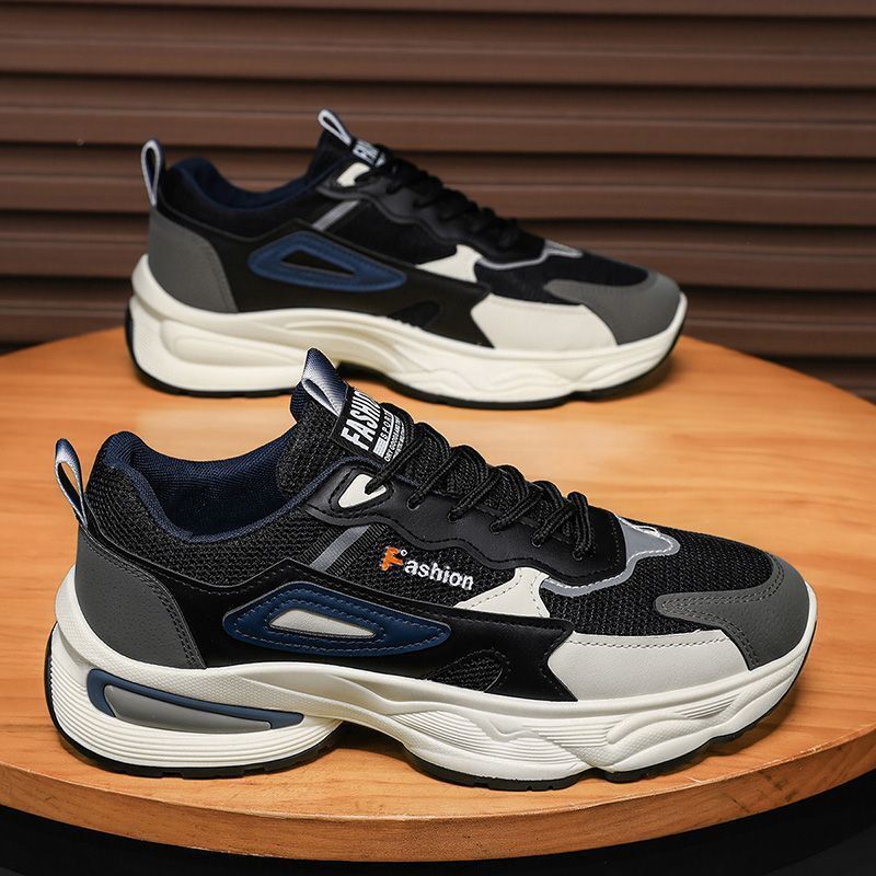 2025 New Spring Men's Designer Trendy Fashion Breathable Mesh Youth Sports Korean Edition Multi functional Thick soled Casual Shoes