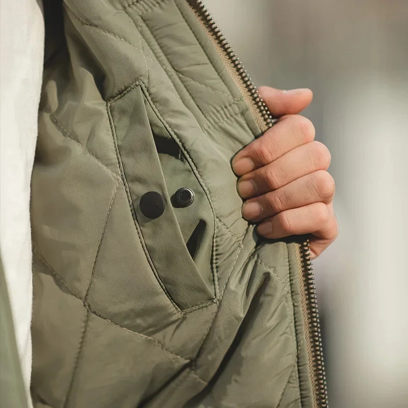 Maden Retro MA1 bomber jacket with thick patchwork baseball flight inner pocket suitable for mens winter cotton padded 250313