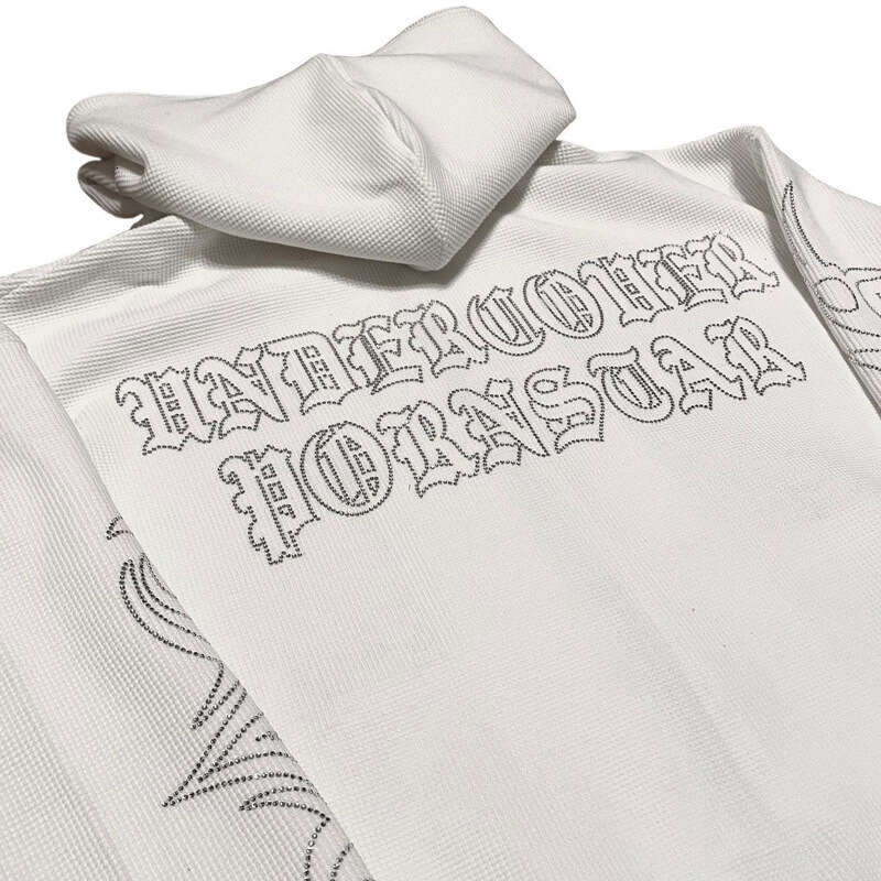 Halloween Style Autumn/Winter New Round Neck Loose Letter Hot Diamond Zipper Hoodie Waffle