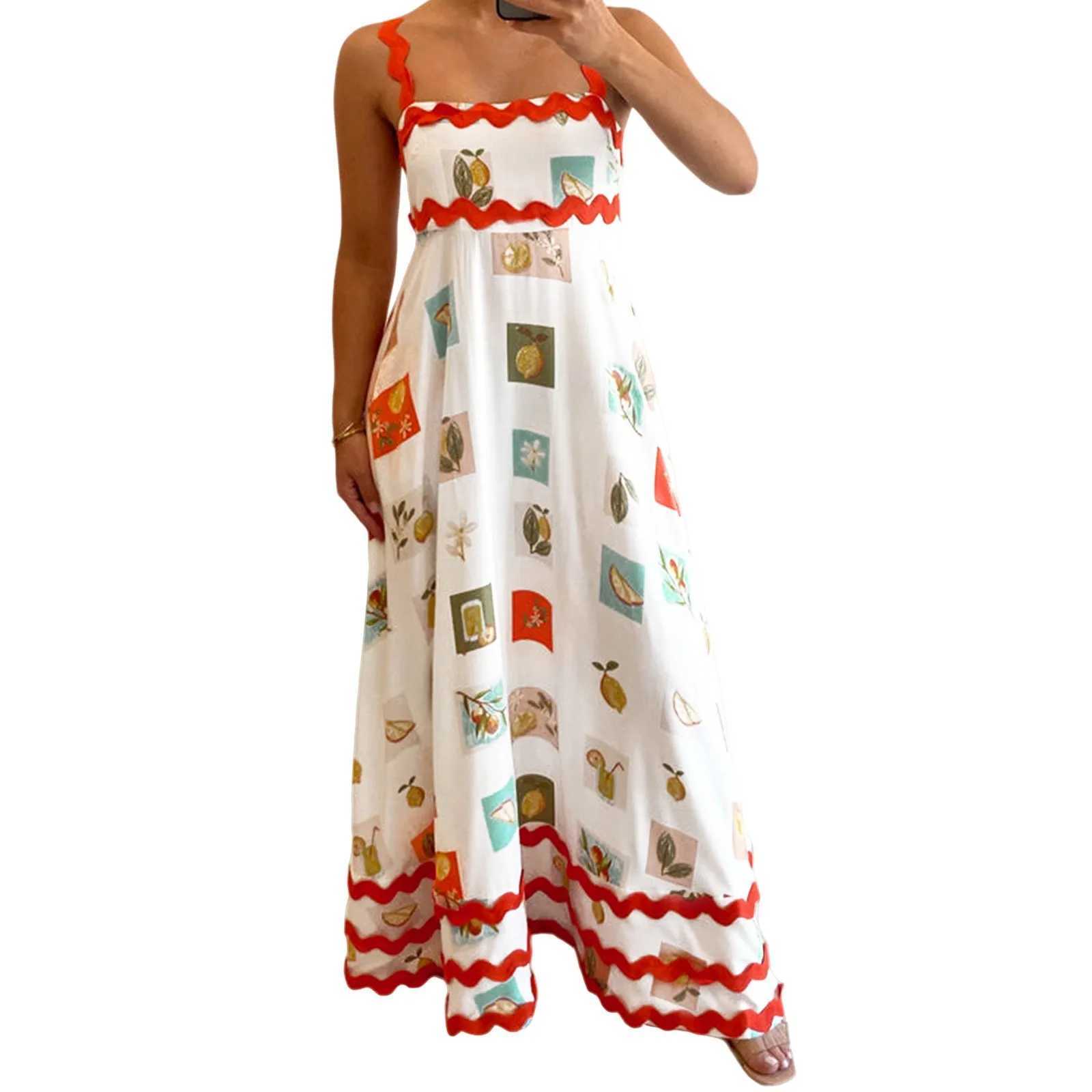 Urban Sexy Dresses Womens dress 2025 casual plus size women bohemian long Dr graphic spaghetti shoulder strap Flowy Vestidos De Fiesta elegant 2025 Y2