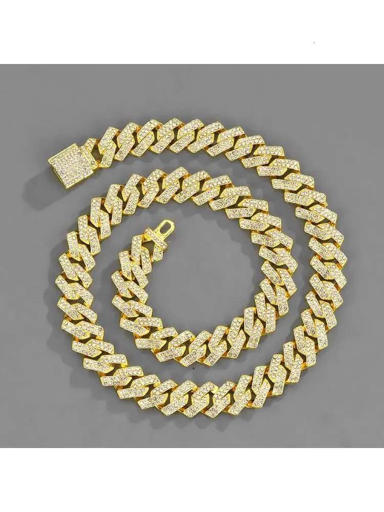 2025 15mm Iced Out Miami Cuban k Chain Choker Necklace Rose Gold Sier 2 Tone Color Mix Cz Stone Unisex Hip Hop Jewely Box Clasp