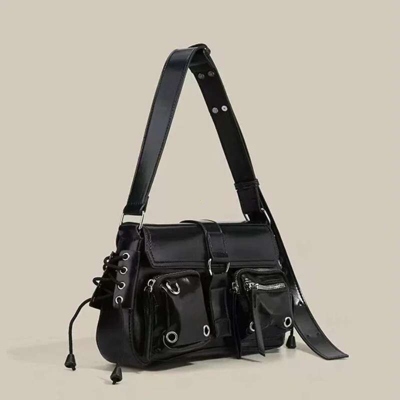 Y2k Korean Women Haruku Vintage Gothic Black Hand Bag Aesthetic Elegant Punk Wallet Purse Handbags Shoulder Trend Tote Bags