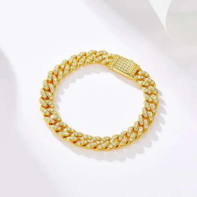 2025 EWYA 100% Real Full Moissanite Cuban Neck Chain Necklace for Men Women 8mm S Sterg Sier Hip Hop Dia Tennis Necklaces