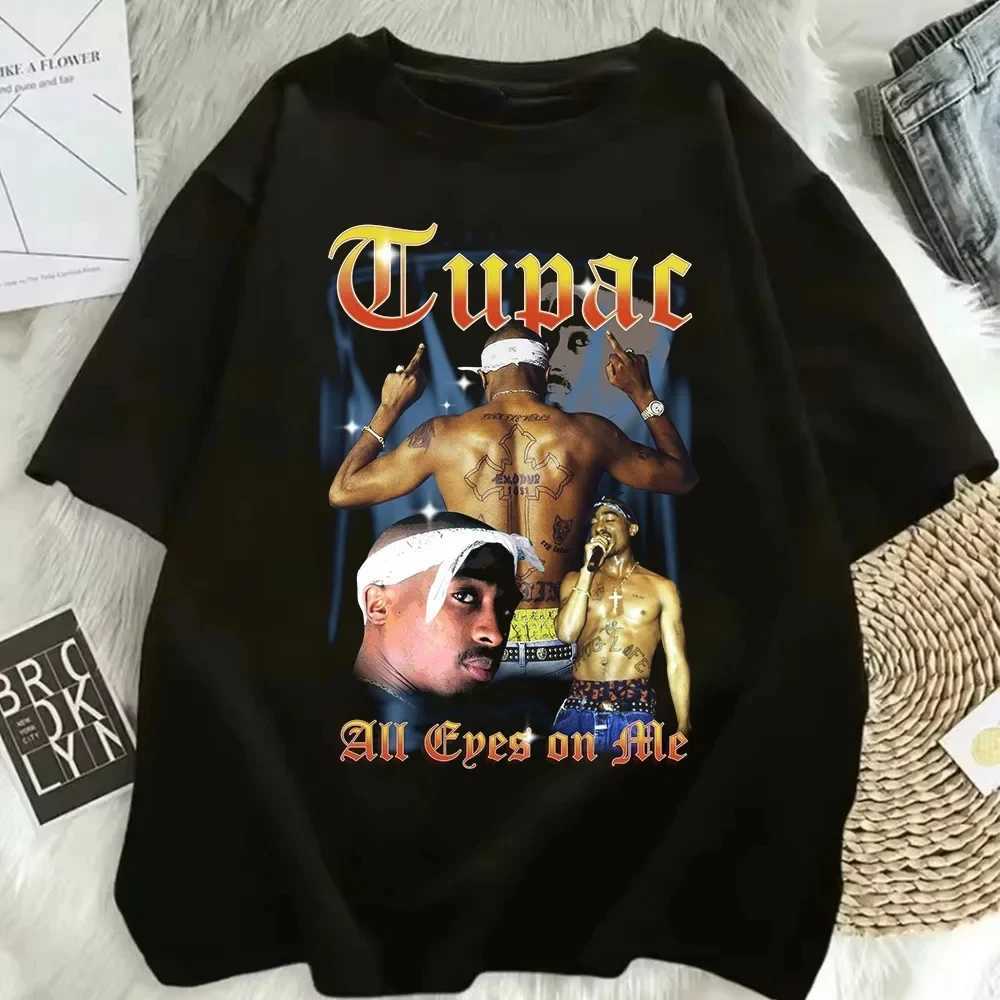 2025 Summer Fashion T-shirt Rapper Tupac Top Hip Hop Strt Wear Oversized Short Slve T-shirt Mens And Womens T-shirts X250313
