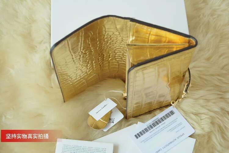 2024 New Designer Cow Gold Women Long Wallet Fashion Genuine Leather Lady Purse High Grade Large Capacity Money Bag 45