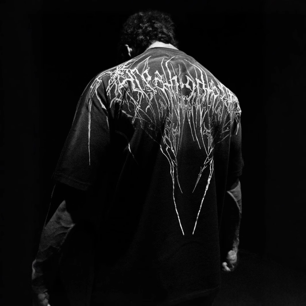 Breathedivity American street fashion brand dark style BD loose plus size pure cotton mens short sleeved T-shirt 250222