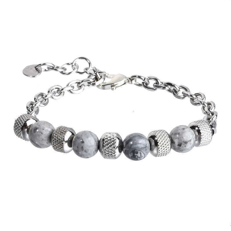 Men's Stainless Steel Tiger Eye Agate Volcanic Stone Adjustable Bead Bracelet Jewelry