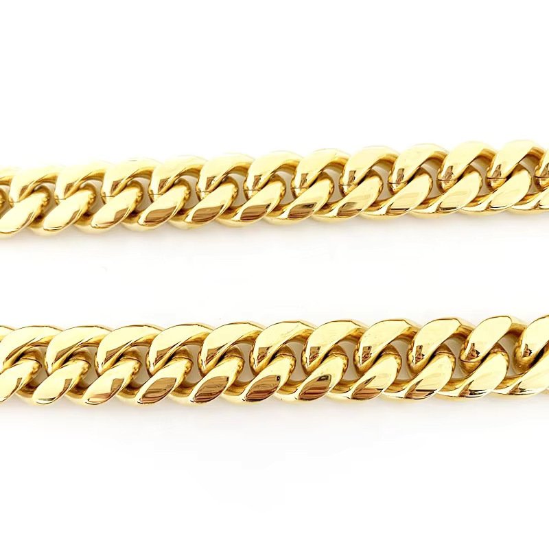 Ready to Ship Stock Stainless Steel 316L 18K Pvd Plated 8MM Miami Mens Cuban Chain Necklace