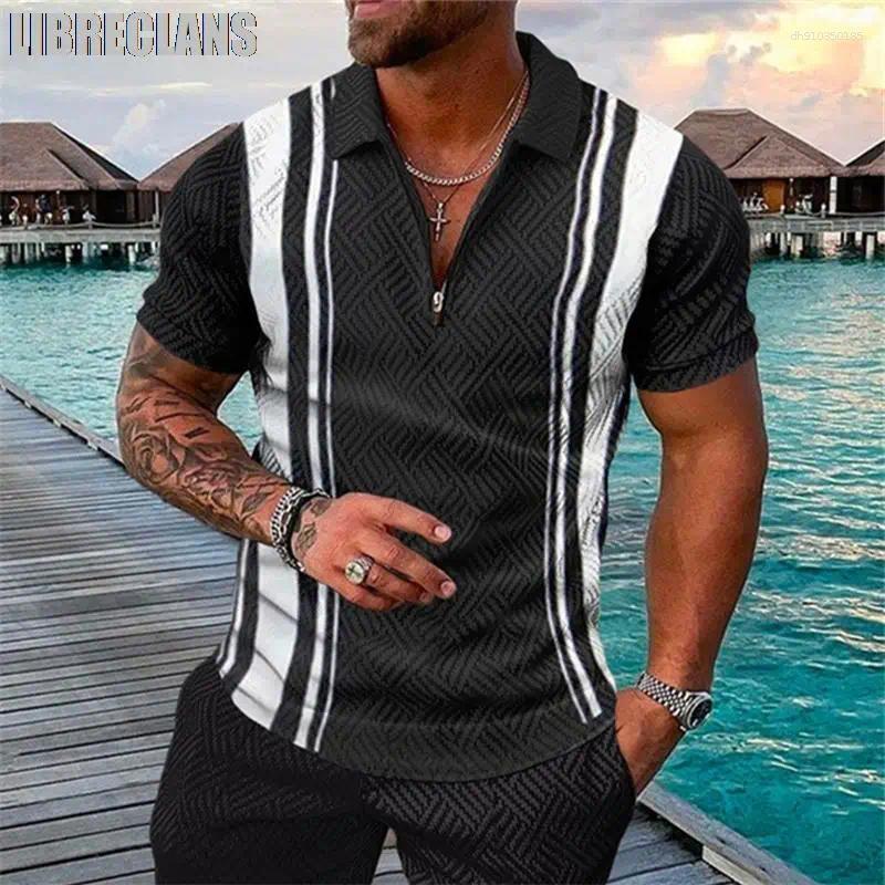 Men's Polos Summer Sportswear Casual Beach Short Sleeved Polo Shirt And Shorts Set Two-piece Clothing Street