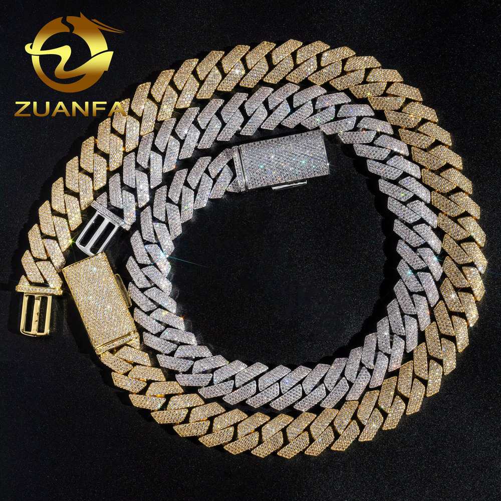 Wholesale Hip Hop Lab Diamond Necklaces Bracelet Brass AAAAA moissanite Diamond Fashion Jewellery Iced Out Cuban Link Chain