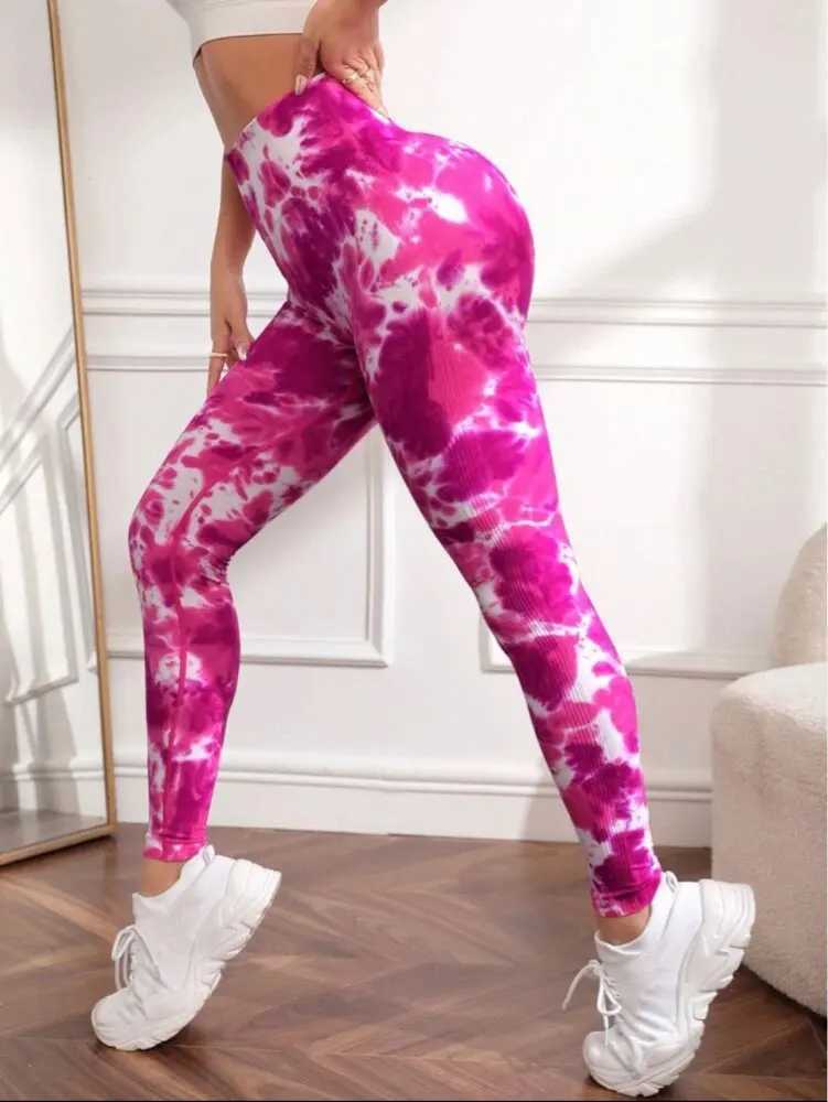 Active Pants Women Seaml Sport Leggings High Waist Print Yogo Stretch Fit Leggings Tie Dye Booty Lifting Training Jogging Pants Y250312IAZI