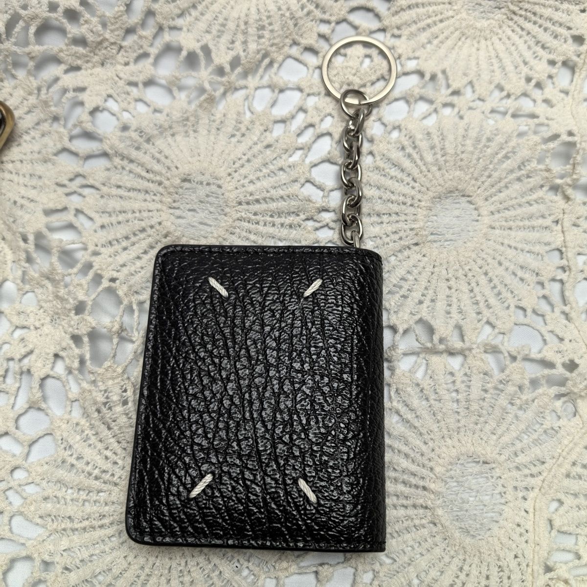 Maison Margiel leather men women folding credit card clip keychain purse MM6 card bag wallet