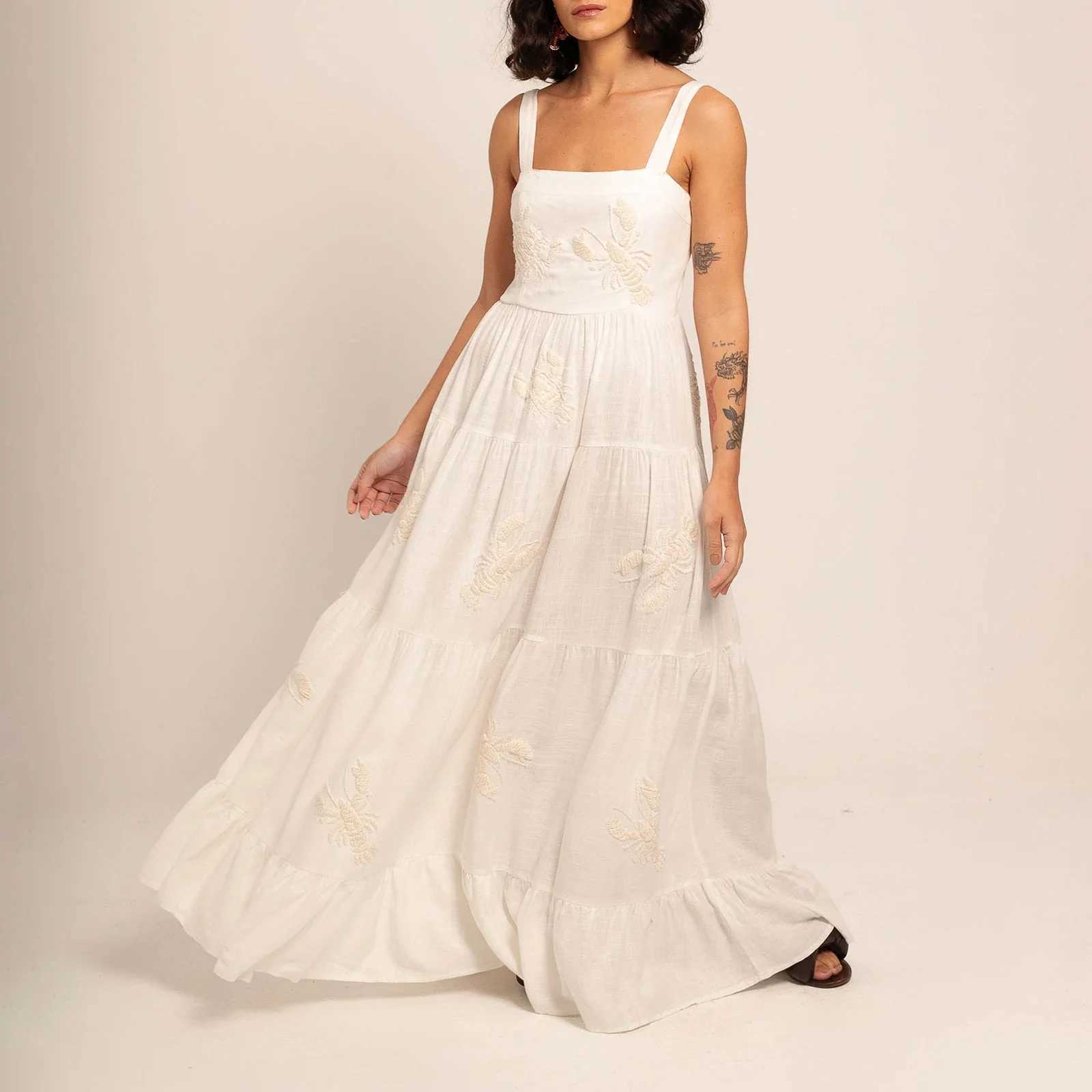 Urban Sexy Dresses Cute Vintage Womens Graphic Maxi Dr Printed Spaghetti Strap On Dr 2025 Boho Ruffle Casual Flowy Beach Sundres Y240312NLX0