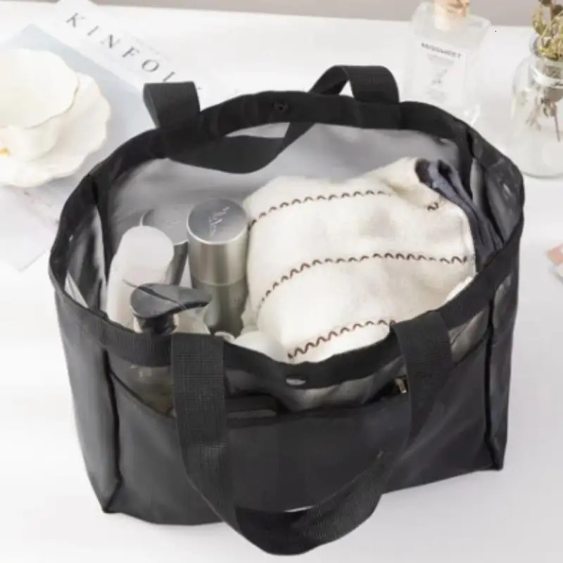 Large Capacity Mesh Beach Bag Travel Swimming Fitness Grooming Bag Breathable Storage Bag Nylon Mesh Tote Bag R250312