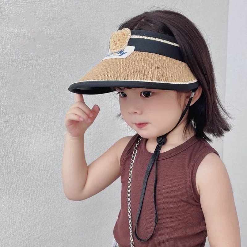 2025 Fashion Children's Empty Top Summer Boys and Girls Cute Little Bear Sunscreen Baby Sun Hat baseball cap