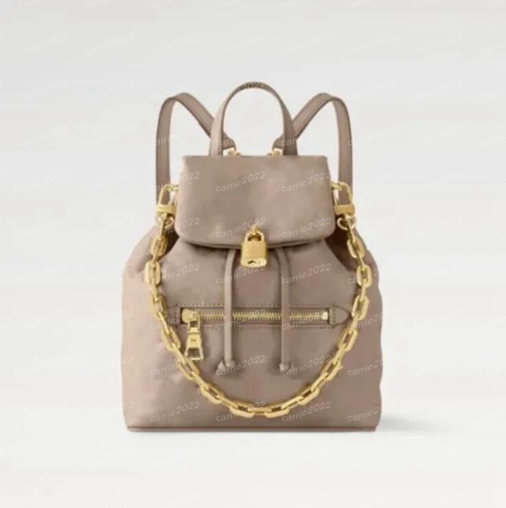 AAA Womens Coussin Backpack PM M13358 M13357 Gray Lambskin leather Cowhide Gold-toned hardware Magnetic closure zipped pocket Padlock chain wallet fashion bags