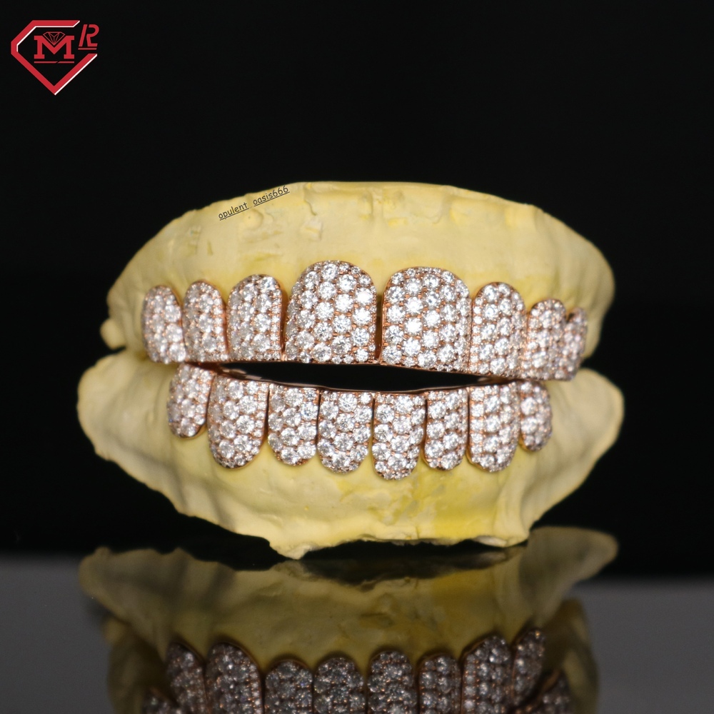 Super Sparkling Grillz 925 Silver Vvs Diamonds Jewelry Custom Tooth Iced Out Moissanite Grillz