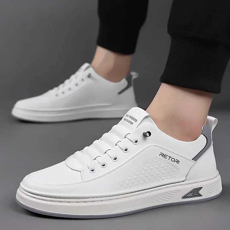 New Mens Shoes High Quality Leather Casual Shoes for Men Designer Sneakers Tennis Mascino Cfort Lace-up White Sport Shoes Y250312