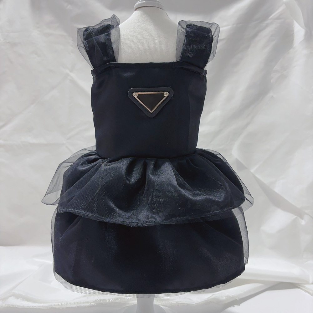 Designer Dog Dress for Small Dog, Girl Puppy Princess Strap Dress with Luxury Fashion Badge Dog Apparel, Chihuahua Yorkie Clothes for Birthday Wedding XL D6