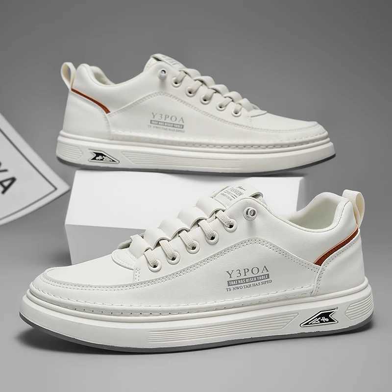 Leather Casual Shoes for Men Breathable White Sneakers Fi Driving Walking Tennis Shoes for M Off Flats Shoes Y250312