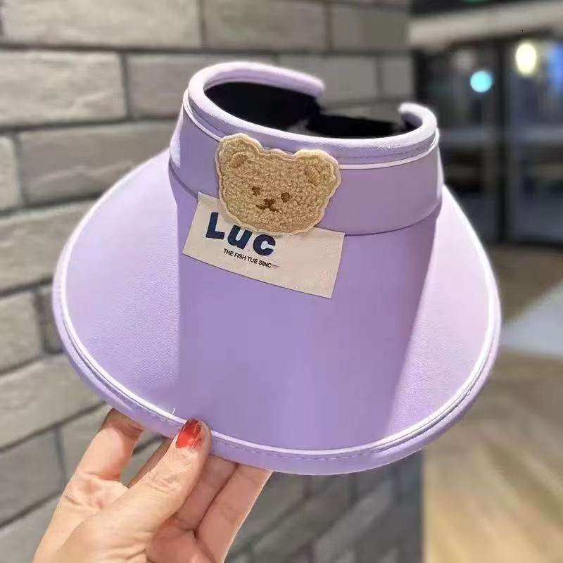 Children's Summer Big brim Straw Girl Little Bear Baby Sunscreen Empty Top Boy Sun Hat Parent Child baseball cap