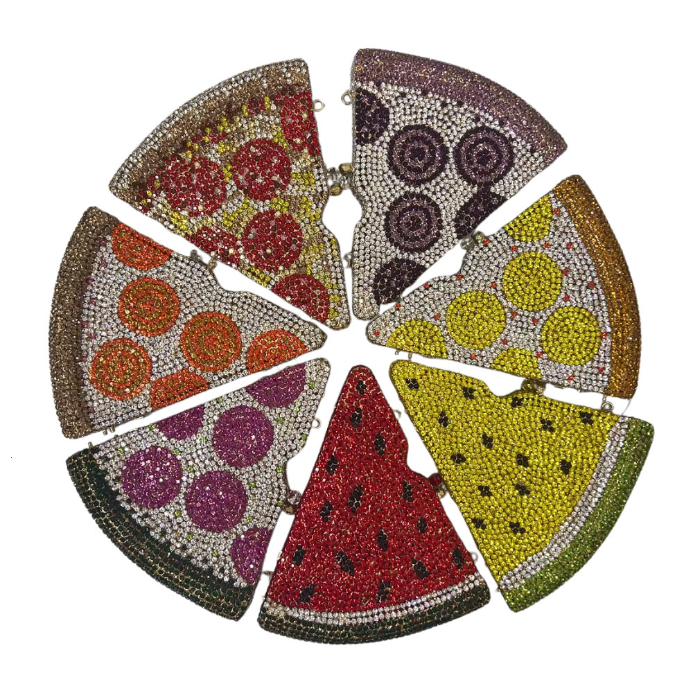 Pizza Dia Clutch's New Pizza Diamond Studded Dinner Bag, Themed Banquet Handbag For Girls Crystal Evening Bag