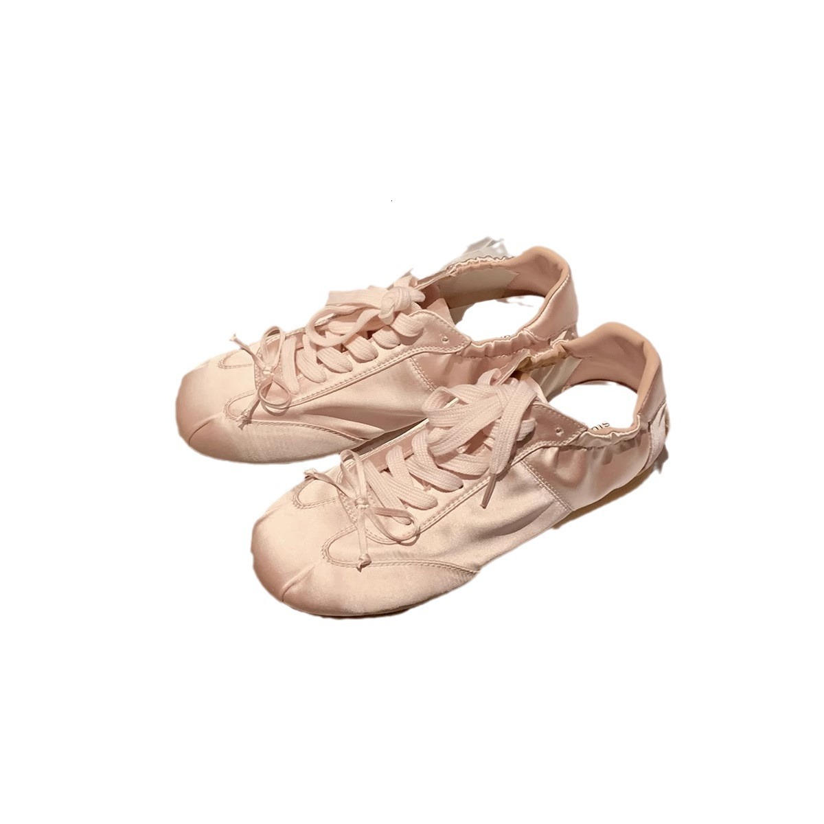 2025 New Ballet Style Sweet Girl Designer Trendy Fashion Round Head Satin Sports Board Shoes Bow Casual Moral Cultivation