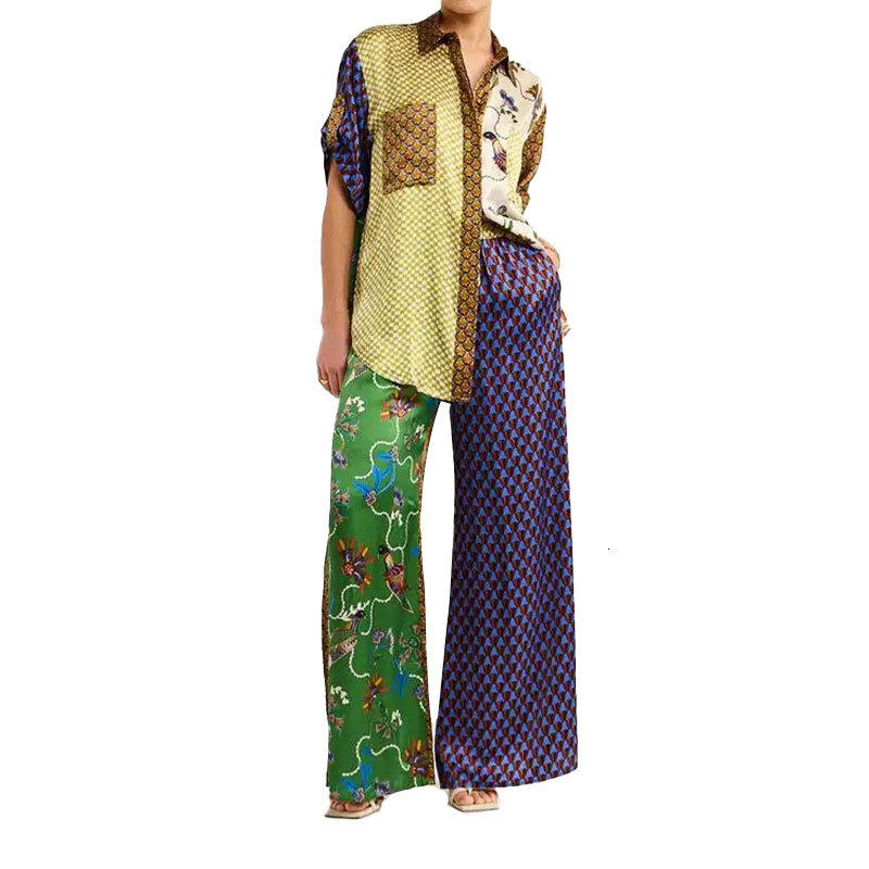 2025 Spring New Printed Collar Long Sleeve Top, Vest Pants, Temperament Commuter Set For Women