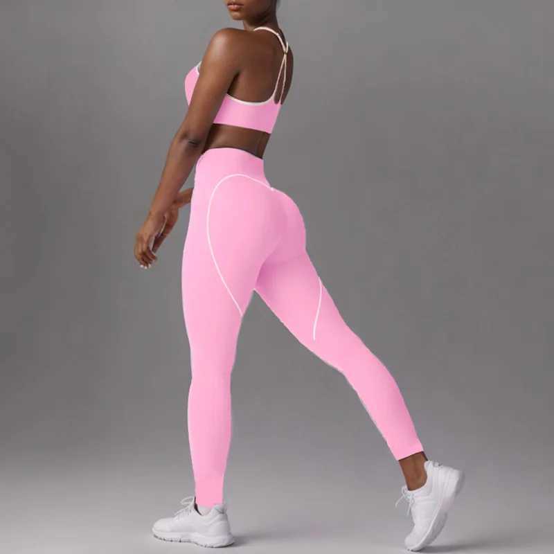 Women's Tracksuits SVEIC Bra Set Contrasting Color Fitn Sports Suits High Waisted Leggings Sportswear Workout Running Training Gym Clothing Y2503