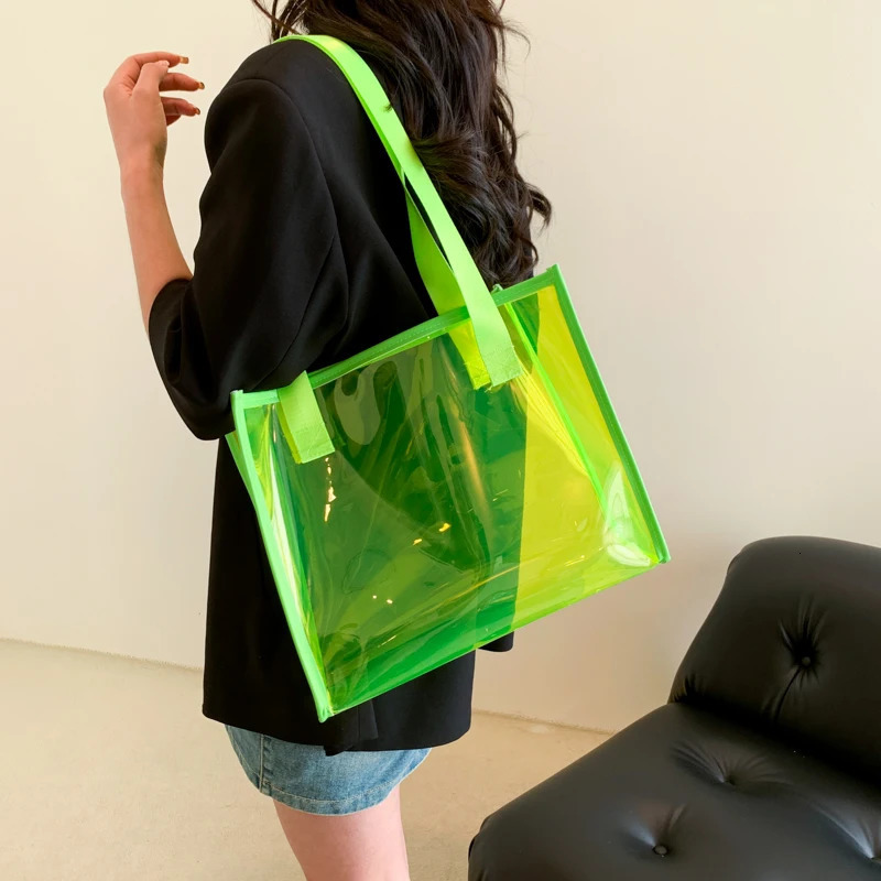 Summer Transparent PVC Bag Designer Large Capacity Clear Jelly Tote Feminina Beach Seaside Shopping Bag Sac Vacation Female R250312