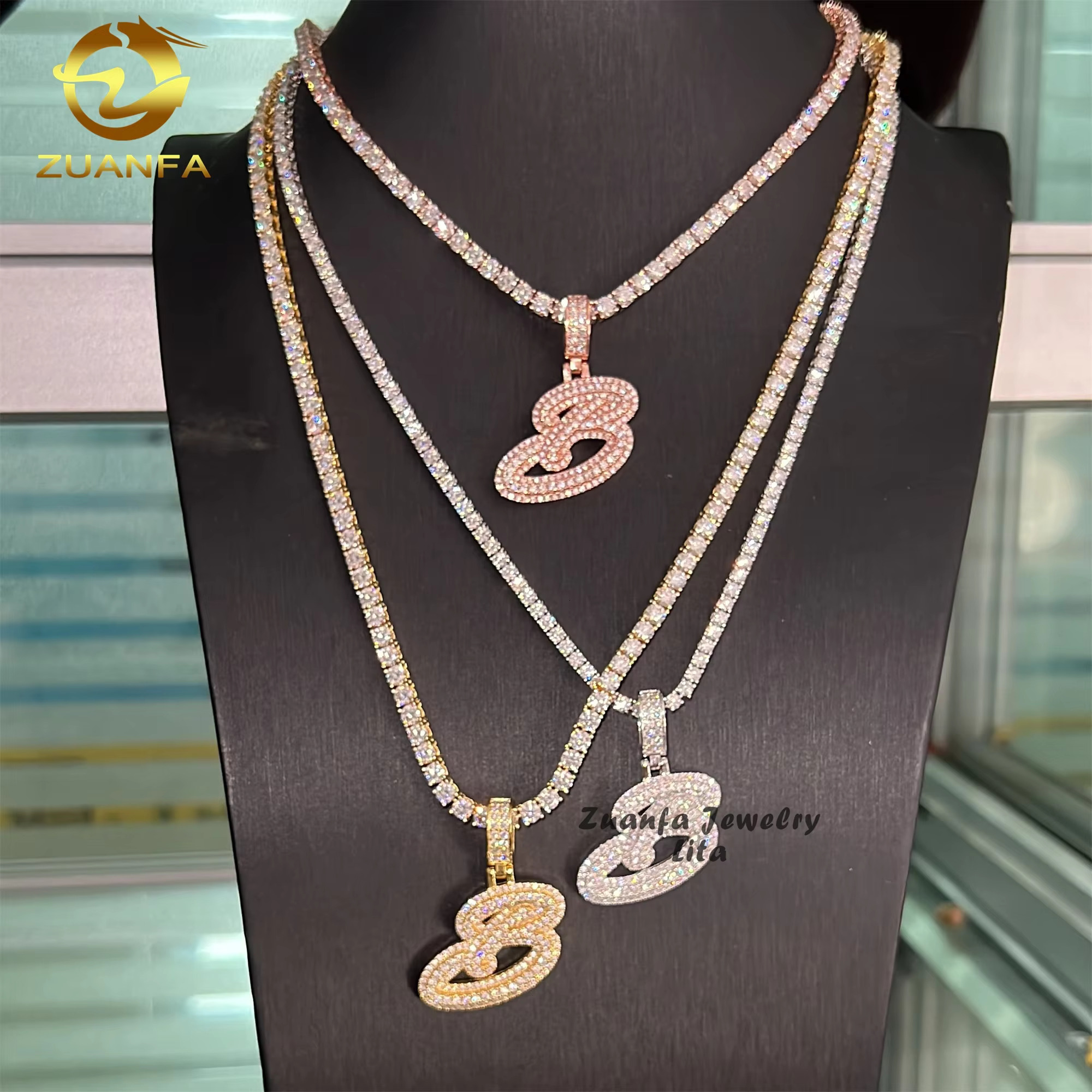 Hip Hop Jewelry Iced Out GRA Certificate 925 Sterling Silver Letter Custom Moissanite Pendant