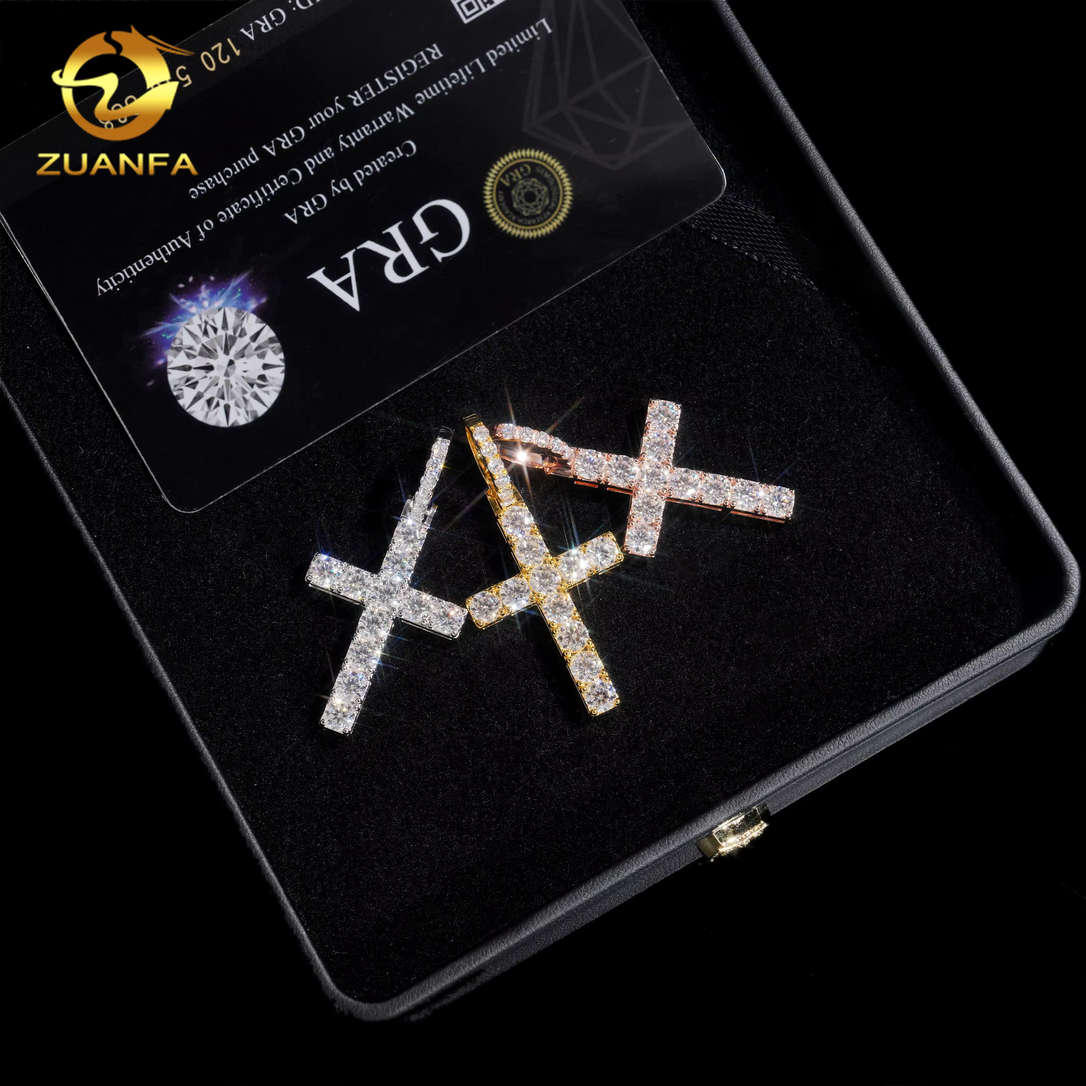 Ready Shipping Hip Hop Jewelry Cross Vvs Moissanite Pendant Silver 925 Iced Out Moissanite Iced Out Cross Pendant