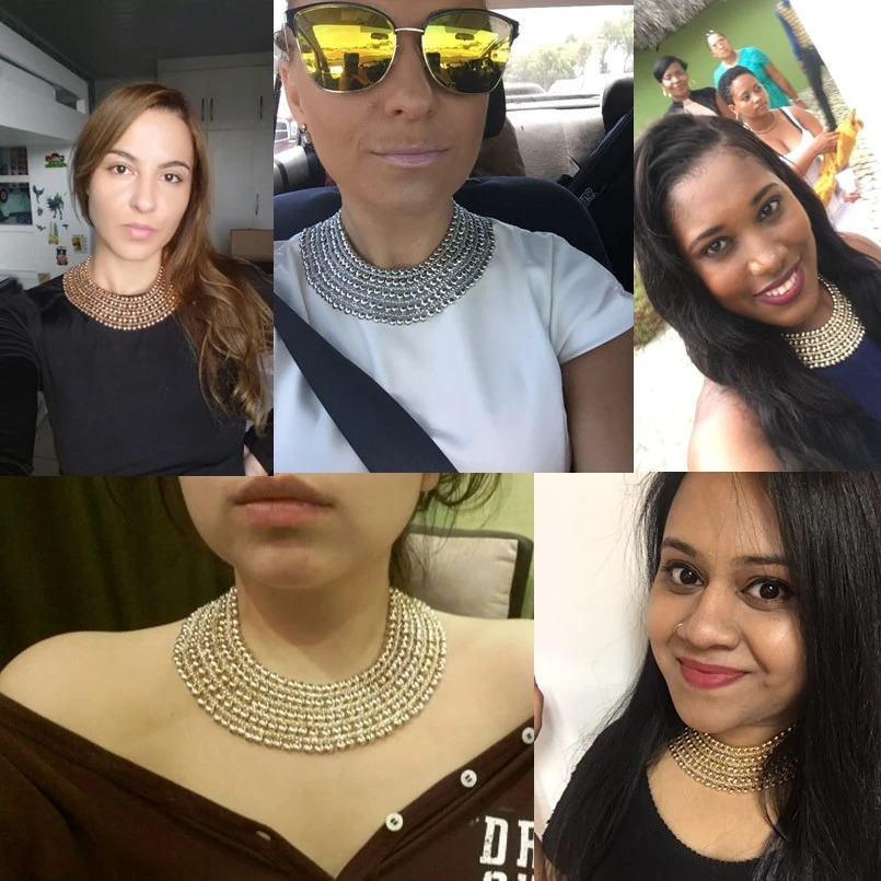 UKEN Metal Beads Chain Chunky Maxi Necklaces For Women Fashion Choker Collar Statement Necklace Vintage Jewelry Wedding Party250305